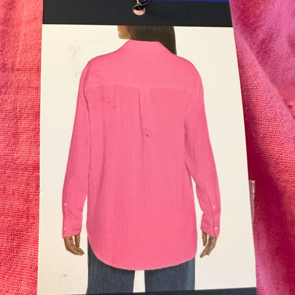 Gap Women's 100% Cotton Gauze Tunic Top Size L Pink Oversized Boho Casual (NEW) - Picture 8 of 13